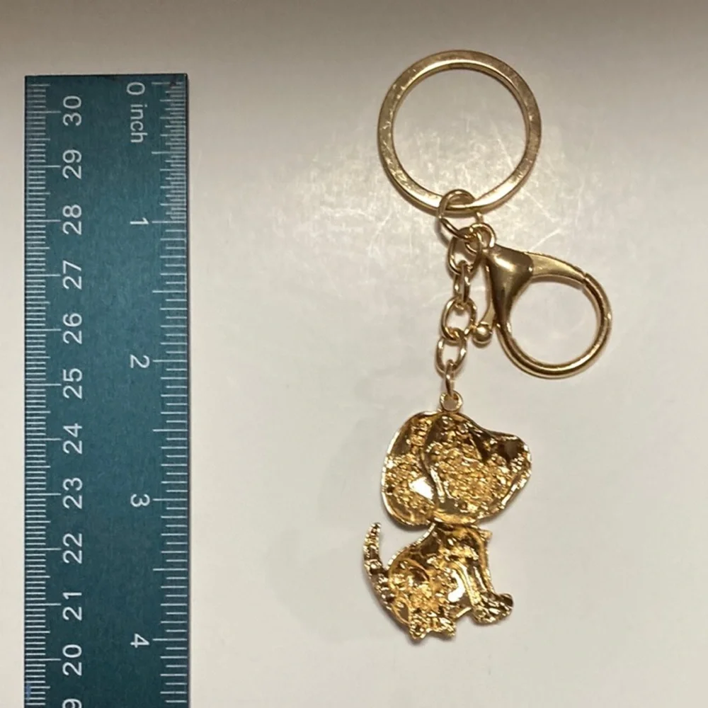 Gold and Black Puppy  Keychain/Bag Charm with Crystals New Without Tags - Picture 2 of 5